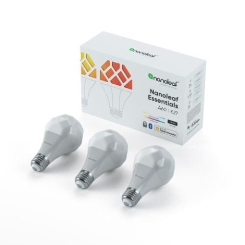 Nanoleaf Essentials Smart Bulbs - zestaw 3 żarówek A19-A60-E27 Nanoleaf Essentials Smart Bulbs - zestaw 3 żarówek A19-A60-E27