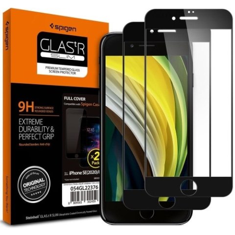 SZKŁO HARTOWANE SPIGEN GLASS FC 2-PACK IPHONE 7 / 8 / SE 2020 / 2022 BLACK