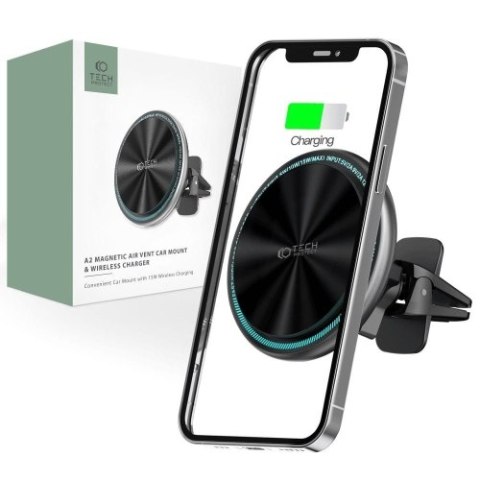 TECH-PROTECT A2 MAGNETIC MAGSAFE VENT CAR MOUNT WIRELESS CHARGER 15W BLACK TECH-PROTECT A2 MAGNETIC MAGSAFE VENT CAR MOUNT WIRELESS CHARGER 15W BLACK