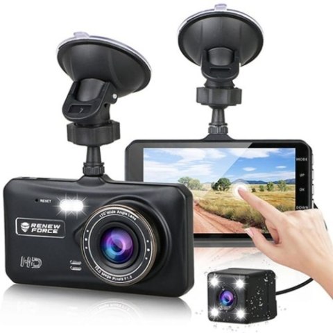 WIDEOREJESTRATOR Z KAMERĄ PRZEDNIĄ I TYLNĄ KAMERA COFANIA FULL HD + KARTA SD 32 GB