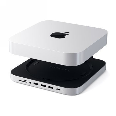 WYP Satechi Aluminum Hub - aluminiowa podstawka do Mac Mini z Hub USB-C (USB-C, 3x USB-A, czytnik kart micro/SD, jack port) (sil