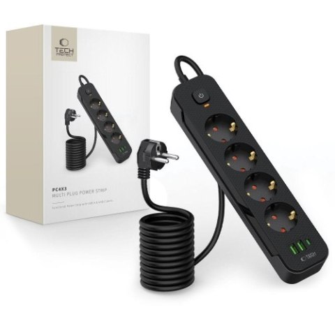 TECH-PROTECT PCL4X3 POWER SOCKET LONG 2 USB & 1 TYPE-C & 4 SOCKET 200CM BLACK TECH-PROTECT PCL4X3 POWER SOCKET LONG 2 USB & 1 TYPE-C & 4 SOCKET 200CM BLACK