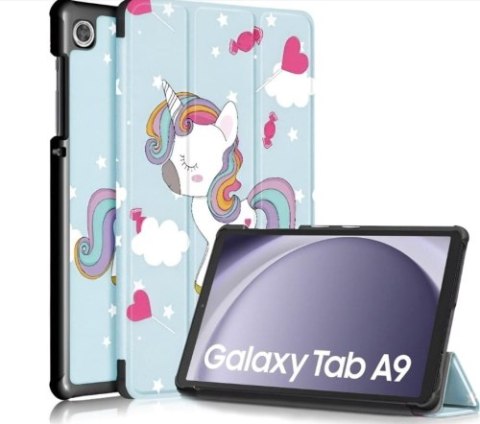 WYP Etui do Samsung Galaxy Tab A9 2023 8.7" X110/X115 obudowa na tablet Case Alogy Book Cover Unicorn Jednorożec niebieskie