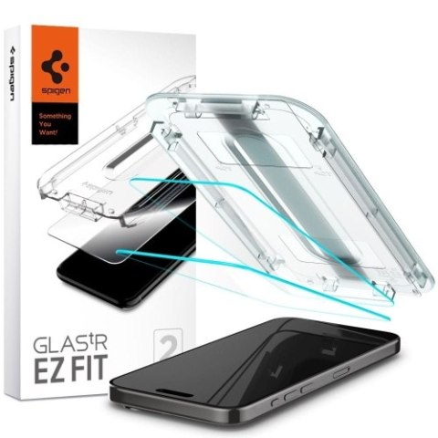 SZKŁO HARTOWANE SPIGEN GLAS.TR "EZ FIT" 2-PACK IPHONE 15 PRO MAX CLEAR SZKŁO HARTOWANE SPIGEN GLAS.TR "EZ FIT" 2-PACK IPHONE 15 PRO MAX CLEAR