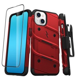 ZIZO BOLT Series - Pancerne etui iPhone 14 ze szkłem 9H na ekran + uchwyt z podstawką (czerwony)