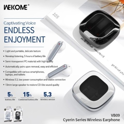 WEKOME VB09 Cyerin Series - Bezprzewodowe słuchawki Bluetooth V5.3 TWS z etui ładującym (Biały) WEKOME VB09 Cyerin Series - Bezprzewodowe słuchawki Bluetooth V5.3 TWS z etui ładującym (Biały)